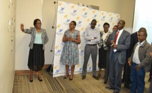 woman presenting to a group of people at Botswana Open University