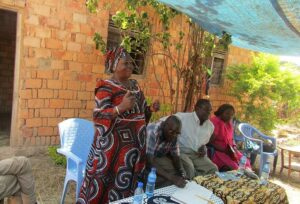 Women addressing group of farmers in Tanzania